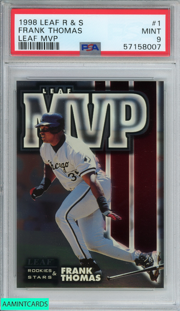 1998 LEAF ROOKIES AND STARS LEAF MVP FRANK THOMAS #1 809 OF 5000 HOF PSA 9 MINT 57158007