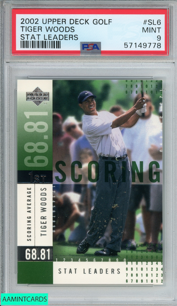 2002 UPPER DECK STAT LEADERS TIGER WOODS #SL6 STAT LEADERS PSA 9 MINT 57149778 2002 UPPER DECK STAT LEADERS TIGER WOODS #SL6 STAT LEADERS PSA 9 MINT 57149778