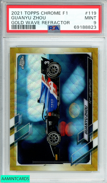 2021 TOPPS CHROME F1 GUANYU ZHOU #119 GOLD WAVE REF 40 OF 50 F2 RC PSA 9 MINT 69188823