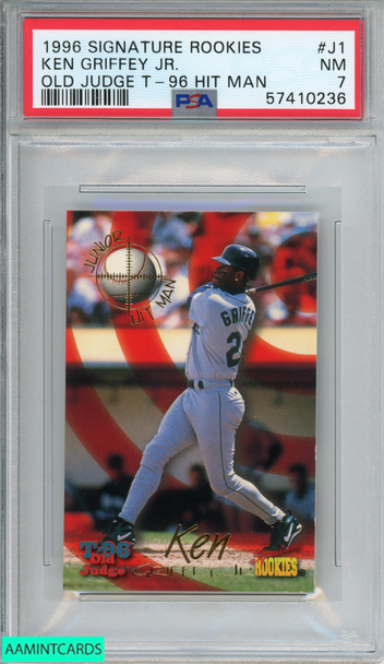 1996 SIGNATURE ROOKIES OLD JUDGE T-96 HIT MAN KEN GRIFFEY JR #J1 HOF PSA 7 NM 57410236