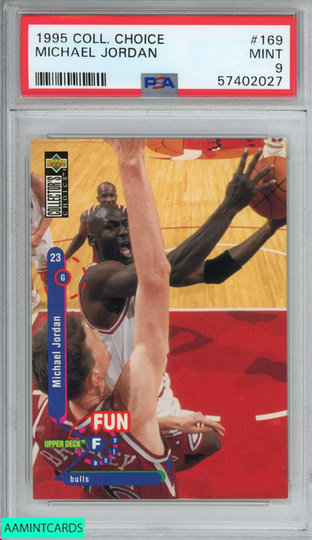 1995 COLLECTORS CHOICE MICHAEL JORDAN #169 CHICAGO BULLS HOF PSA 9 MINT 57402027 1995 COLLECTORS CHOICE MICHAEL JORDAN #169 CHICAGO BULLS HOF PSA 9 MINT 57402027