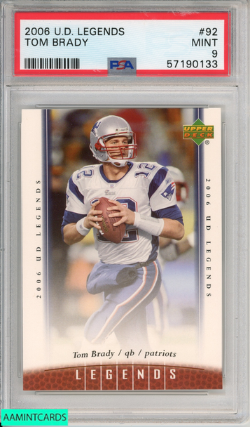 2006 UPPER DECK LEGENDS TOM BRADY #92 NEW ENGLAND PATRIOTS PSA 9 MINT 57190133