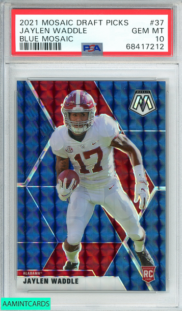 2021 PANINI MOSAIC DP JAYLEN WADDLE #37 BLUE MOSAIC 69 OF 75 POP 2! RC PSA 10 68417212