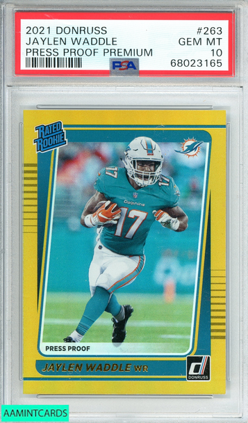 2021 PANINI DONRUSS JAYLEN WADDLE #263 PRESS PROOF PREMIUM RC PSA 10 GEM MT 68023165
