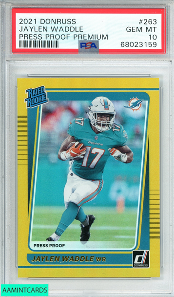 2021 PANINI DONRUSS JAYLEN WADDLE #263 PRESS PROOF PREMIUM PSA 10 GEM MT 68023159