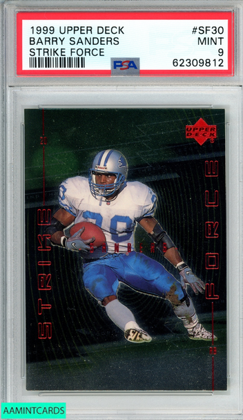 1999 UPPER DECK STRIKE FORCE BARRY SANDERS #SF30 DETROIT LIONS HOF PSA 9 MINT 62309812