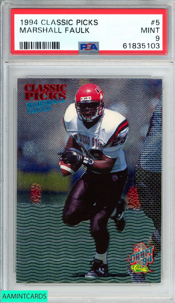 1994 CLASSIC PICKS MARSHALL FAULK #5 ROOKIE RC INDIANAPOLIS COLTS HOF PSA 9 MINT 61835103 1994 CLASSIC PICKS MARSHALL FAULK #5 ROOKIE RC INDIANAPOLIS COLTS HOF PSA 9 MINT 61835103