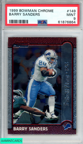 1999 BOWMAN CHROME BARRY SANDERS #149 DETROIT LIONS HOF PSA 9 MINT 61876864 1999 BOWMAN CHROME BARRY SANDERS #149 DETROIT LIONS HOF PSA 9 MINT 61876864
