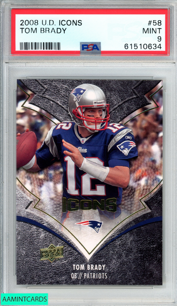 2008 UPPER DECK ICONS TOM BRADY #58 NEW ENGLAND PATRIOTS PSA 9 MINT 61510634