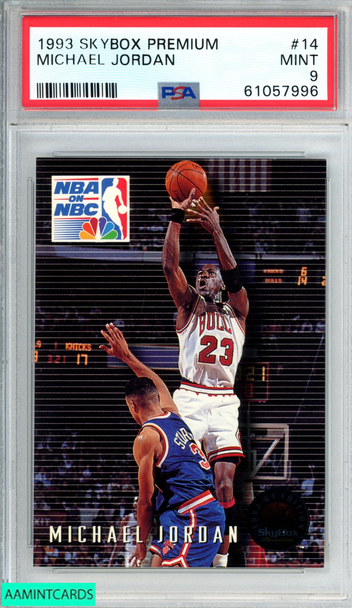 1993 SKYBOX PREMIUM MICHAEL JORDAN #14 NBA ON NBC BULLS HOF PSA 9 MINT 61057996