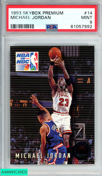 1993 SKYBOX PREMIUM MICHAEL JORDAN #14 NBA ON NBC BULLS HOF PSA 9 MINT 61057992