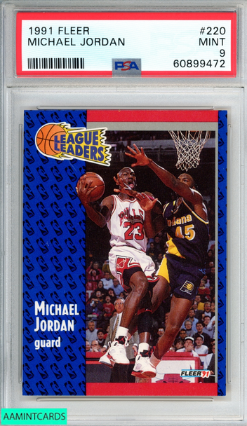 1991 FLEER MICHAEL JORDAN #220 CHICAGO BULLS HOF PSA 9 MINT 60899472 1991 FLEER MICHAEL JORDAN #220 CHICAGO BULLS HOF PSA 9 MINT 60899472