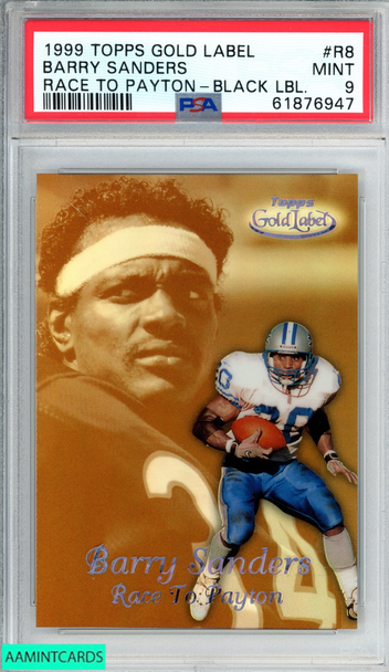 1999 TOPPS GOLD LABEL RACE TO PAYTON BARRY SANDERS #R8 BLACK LABEL PSA 9 MINT 61876947