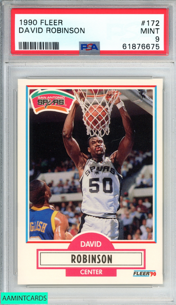 1990 FLEER DAVID ROBINSON #172 SAN ANTONIO SPURS HOF PSA 9 MINT 61876675 1990 FLEER DAVID ROBINSON #172 SAN ANTONIO SPURS HOF PSA 9 MINT 61876675