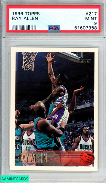 1996 TOPPS RAY ALLEN #217 ROOKIE RC MILWAUKEE BUCKS HOF PSA 9 MINT 61607958