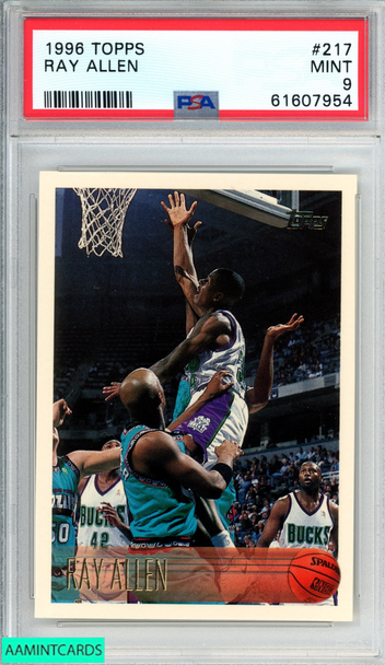 1996 TOPPS RAY ALLEN #217 ROOKIE RC MILWAUKEE BUCKS HOF PSA 9 MINT 61607954 1996 TOPPS RAY ALLEN #217 ROOKIE RC MILWAUKEE BUCKS HOF PSA 9 MINT 61607954