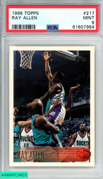 1996 TOPPS RAY ALLEN #217 ROOKIE RC MILWAUKEE BUCKS HOF PSA 9 MINT 61607964