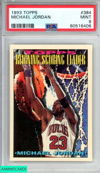 1993 TOPPS MICHAEL JORDAN #384 CHICAGO BULLS HOF PSA 9 MINT 60516406 1993 TOPPS MICHAEL JORDAN #384 CHICAGO BULLS HOF PSA 9 MINT 60516406