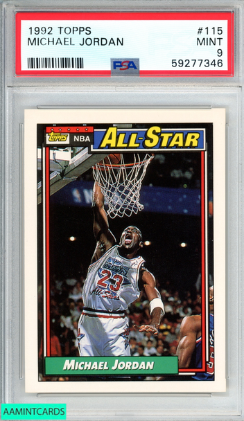 1992 TOPPS MICHAEL JORDAN #115 CHICAGO BULLS HOF PSA 9 MINT 59277346 1992 TOPPS MICHAEL JORDAN #115 CHICAGO BULLS HOF PSA 9 MINT 59277346