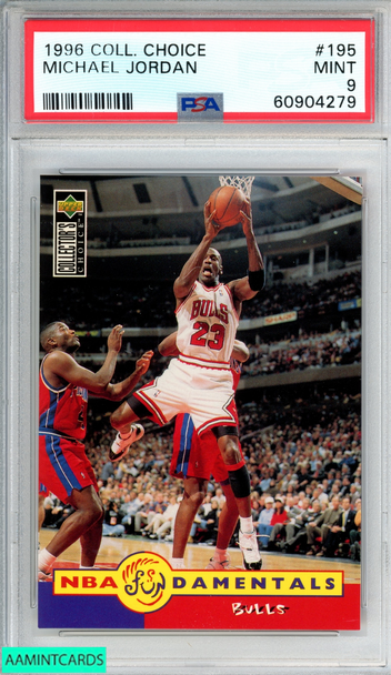 1996 COLLECTORS CHOICE MICHAEL JORDAN #195 CHICAGO BULLS HOF PSA 9 MINT 60904279 1996 COLLECTORS CHOICE MICHAEL JORDAN #195 CHICAGO BULLS HOF PSA 9 MINT 60904279