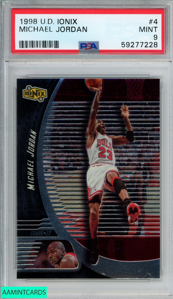 1998 UPPER DECK IONIX MICHAEL JORDAN #4 CHICAGO BULLS HOF PSA 9 MINT 59277228 1998 UPPER DECK IONIX MICHAEL JORDAN #4 CHICAGO BULLS HOF PSA 9 MINT 59277228