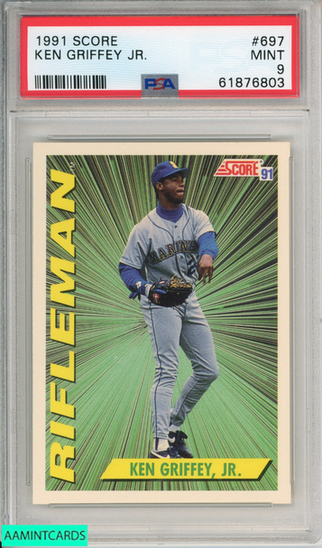 1991 SCORE KEN GRIFFEY JR #697 SEATTLE MARINERS HOF PSA 9 MINT 61876803 1991 SCORE KEN GRIFFEY JR #697 SEATTLE MARINERS HOF PSA 9 MINT 61876803