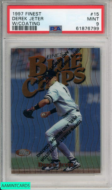 1997 FINEST DEREK JETER #15 W COATING NEW YORK YANKEES HOF PSA 9 MINT 61876799