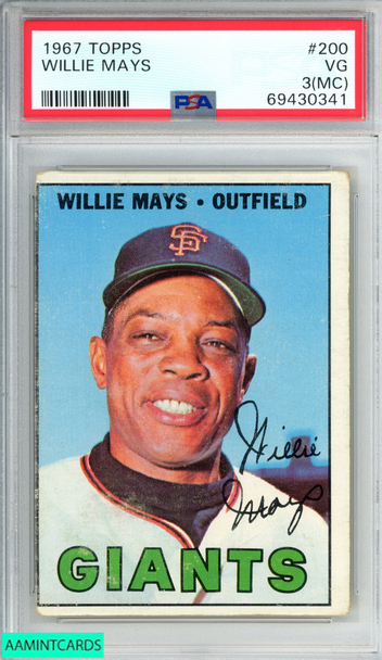 1967 TOPPS WILLIE MAYS #200 SAN FRANCISCO GIANTS HOF PSA 3 VG (MC) 69430341 1967 TOPPS WILLIE MAYS #200 SAN FRANCISCO GIANTS HOF PSA 3 VG (MC) 69430341