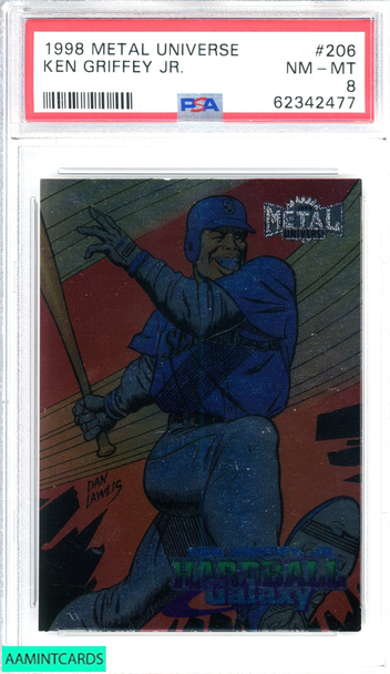 1998 METAL UNIVERSE KEN GRIFFEY JR #206 SEATTLE MARINERS HOF PSA 8 NM-MT 62342477 1998 METAL UNIVERSE KEN GRIFFEY JR #206 SEATTLE MARINERS HOF PSA 8 NM-MT 62342477