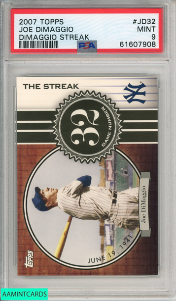 2007 TOPPS JOE DIMAGGIO #JD32 DIMAGGIO STREAK NEW YORK YANKEES HOF PSA 9 MINT 61607908
