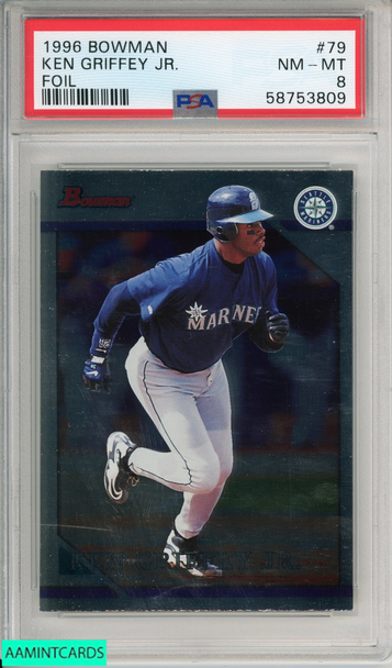 1996 BOWMAN KEN GRIFFEY JR  #79 FOIL SEATTLE MARINERS HOF PSA 8 NM-MT 58753809