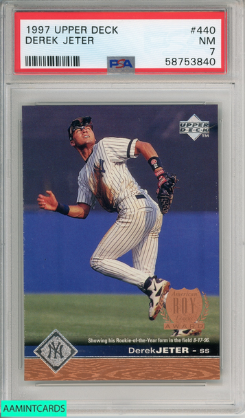 1997 UPPER DECK DEREK JETER #440 NEW YORK YANKEES HOF PSA 7 NM 58753840 1997 UPPER DECK DEREK JETER #440 NEW YORK YANKEES HOF PSA 7 NM 58753840