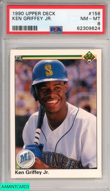 1990 UPPER DECK KEN GRIFFEY JR  #156 SEATTLE MARINERS HOF PSA 8 NM-MT 62309624 1990 UPPER DECK KEN GRIFFEY JR  #156 SEATTLE MARINERS HOF PSA 8 NM-MT 62309624