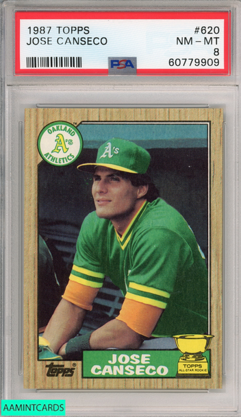1987 TOPPS JOSE CANSECO #620 OAKLAND ATHLETICS PSA 8 NM-MT 60779909 1987 TOPPS JOSE CANSECO #620 OAKLAND ATHLETICS PSA 8 NM-MT 60779909