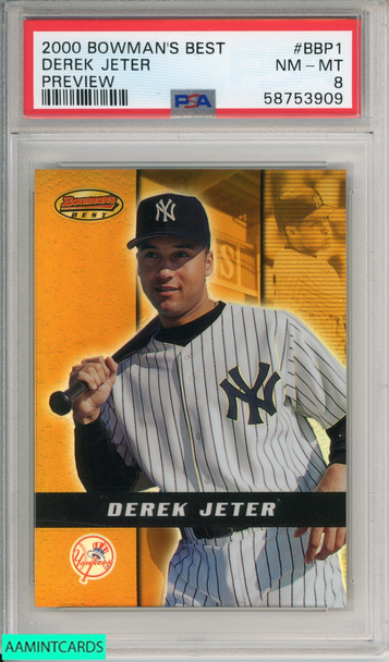 2000 BOWMANS BEST DEREK JETER #BBP1 PREVIEW NEW YORK YANKEES HOF PSA 8 NM-MT 58753909 2000 BOWMANS BEST DEREK JETER #BBP1 PREVIEW NEW YORK YANKEES HOF PSA 8 NM-MT 58753909