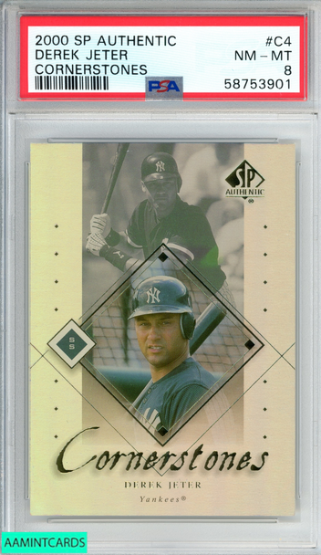 2000 SP AUTHENTIC CORNERSTONES DEREK JETER #C4 YANKEES HOF PSA 8 NM-MT 58753901 2000 SP AUTHENTIC CORNERSTONES DEREK JETER #C4 YANKEES HOF PSA 8 NM-MT 58753901