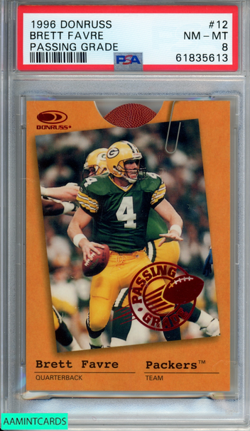 1996 DONRUSS PASSING GRADE BRETT FAVRE #12 834 OF 3000 PACKERS HOF PSA 8 NM-MT 61835613