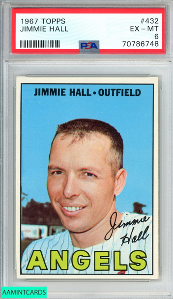 1967 TOPPS JIMMIE HALL #432 CALIFORNIA ANGELS PSA 6 EX-MT 70786748