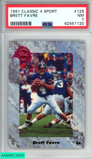 1991 CLASSIC 4 SPORT BRETT FAVRE #129 ROOKIE RC ATLANTA FALCONS HOF PSA 7 NM 62551120