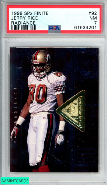 1998 SPX FINITE JERRY RICE #92 RADIANCE 2259 OF 2750 49ERS HOF PSA 7 NM 61534201