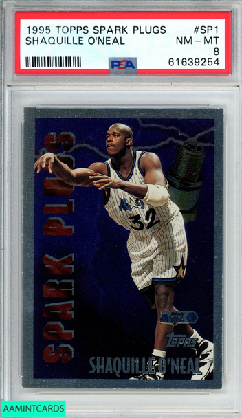 1995 TOPPS SPARK PLUGS SHAQUILLE ONEAL #SP1 ORLANDO MAGIC HOF PSA 8 NM-MT 61639254