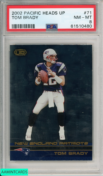 2002 PACIFIC HEADS UP TOM BRADY #71 NEW ENGLAND PATRIOTS PSA 8 NM-MT 61510480