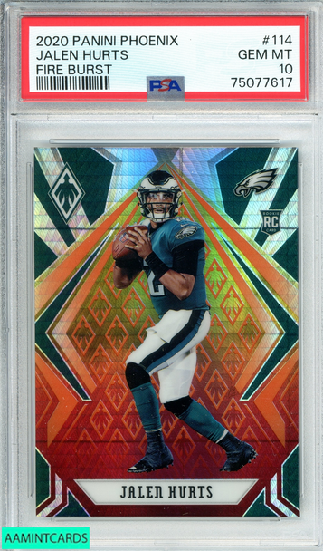 2020 PANINI PHOENIX JALEN HURTS #114 FIRE BURST ROOKIE RC PSA 10 GEM MT 75077617