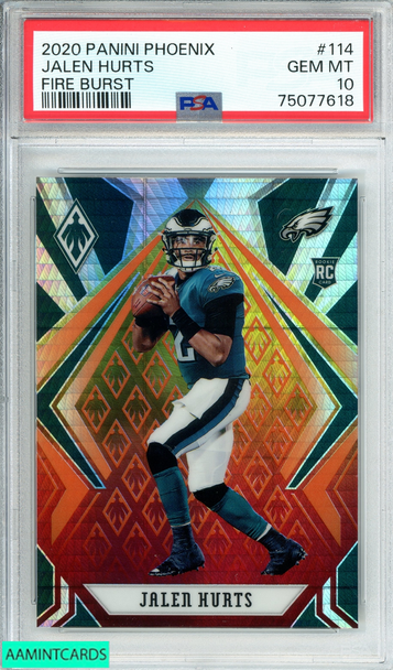 2020 PANINI PHOENIX JALEN HURTS #114 FIRE BURST ROOKIE RC PSA 10 GEM MT 75077618