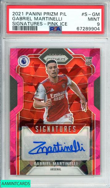 2021 PANINI PRIZM P L GABRIEL MARTINELLI #S-GM SIGNATURES-PINK ICE RC PSA 9 MINT 67289904