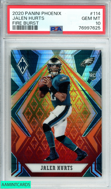 2020 PANINI PHOENIX JALEN HURTS FIRE BURST ROOKIE RC PSA 10 GEM MT 76997625