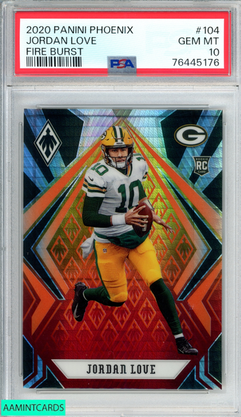 2020 PANINI PHOENIX JORDAN LOVE #104 FIRE BURST ROOKIE RC PSA 10 GEM MT 76445176