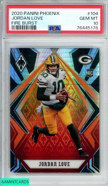 2020 PANINI PHOENIX JORDAN LOVE #104 FIRE BURST ROOKIE RC PSA 10 GEM MT 76445178