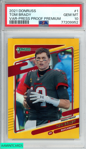 2021 PANINI DONRUSS TOM BRADY #1 VARIATION PRESS PROOF PREMIUM PSA 10 GEM MT 77209952