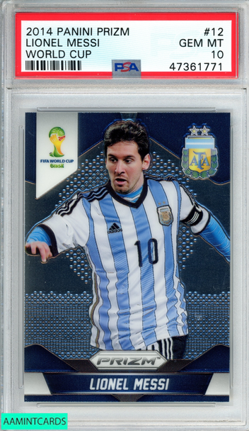 2014 PANINI PRIZM WORLD CUP LIONEL MESSI #12 ARGENTINA PSA 10 GEM MT 47361771